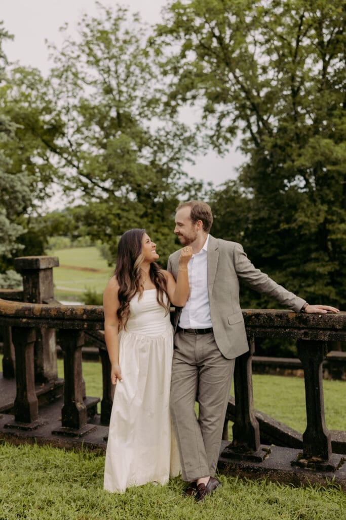 Romantic garden engagement photos at the Bleak House