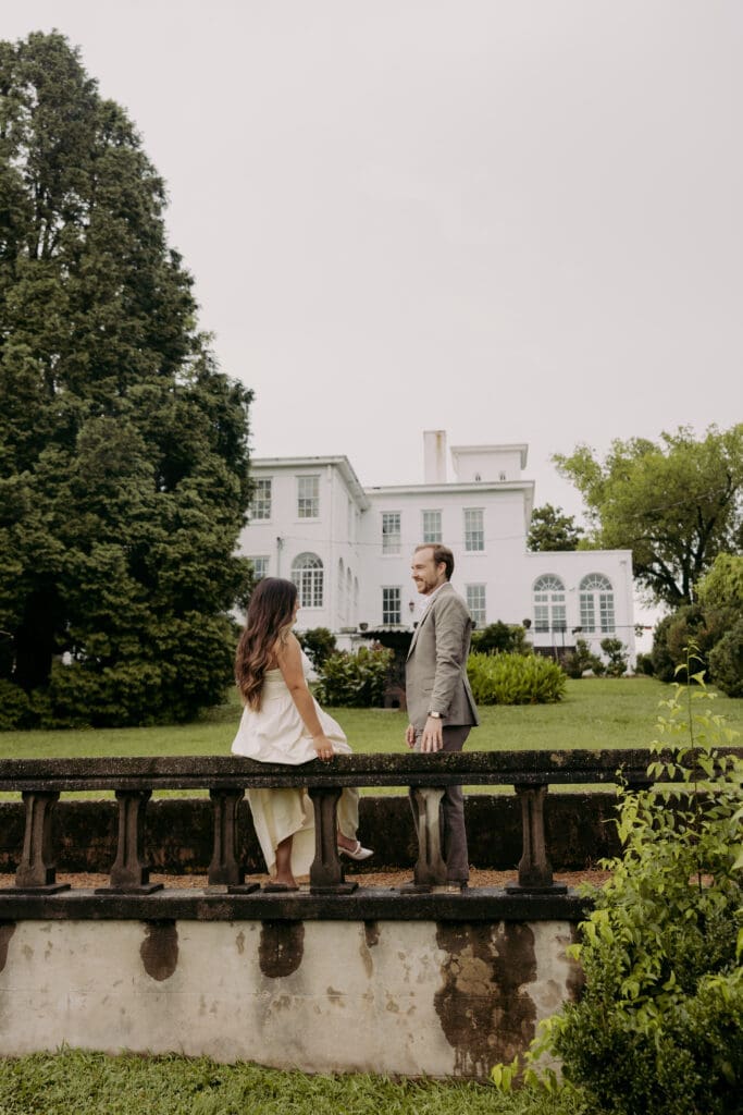 Historic charm engagement photos at the Bleak House