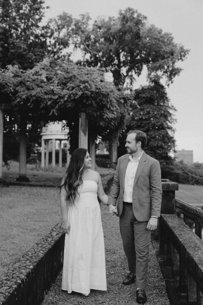 Whimsical engagement photos at the Bleak House