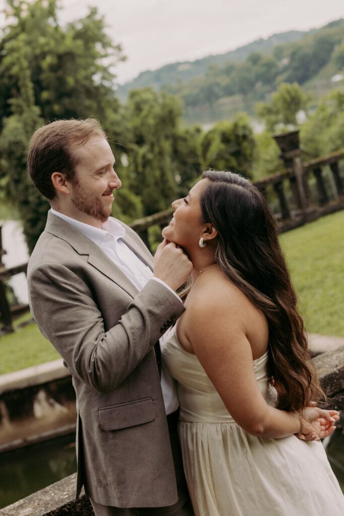 Candid engagement photos at the Bleak House