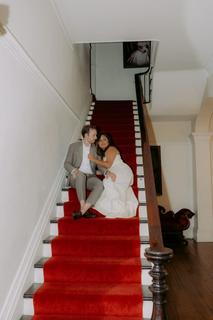 engagement photos indoors of the bleak house 