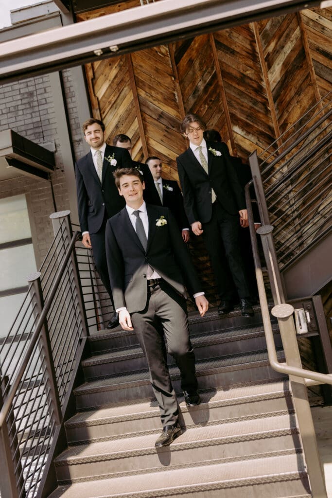 asheville nc wedding groomsmen at highland brewery