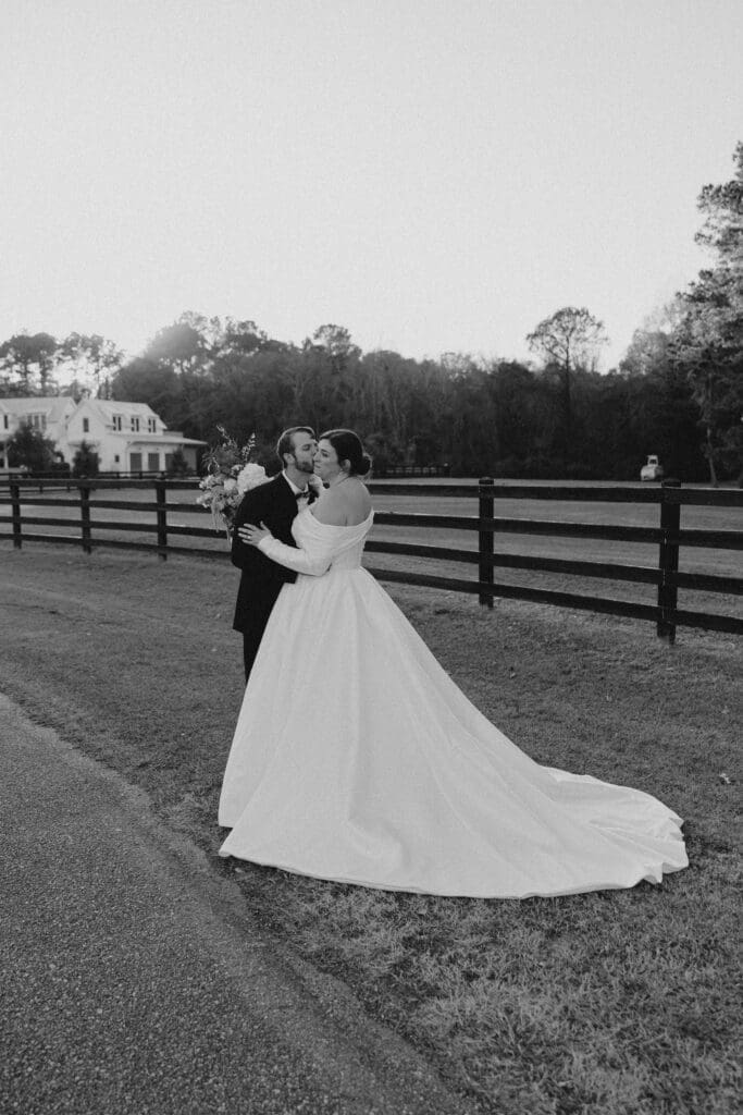 bride and groom kissing at pepper pavilion