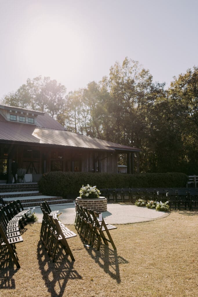 pepper pavilion wedding ceremony setup