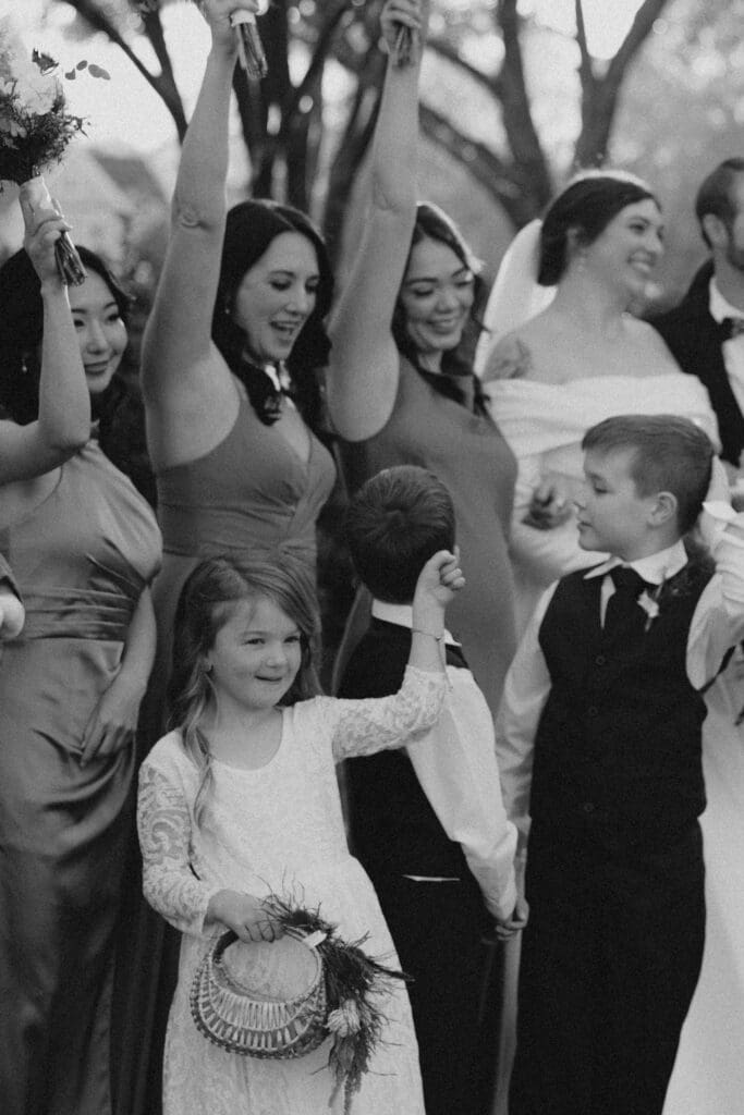 bridesmaids cheering