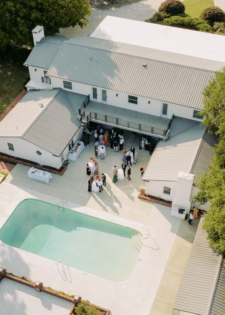 drone view of twin field estate venue