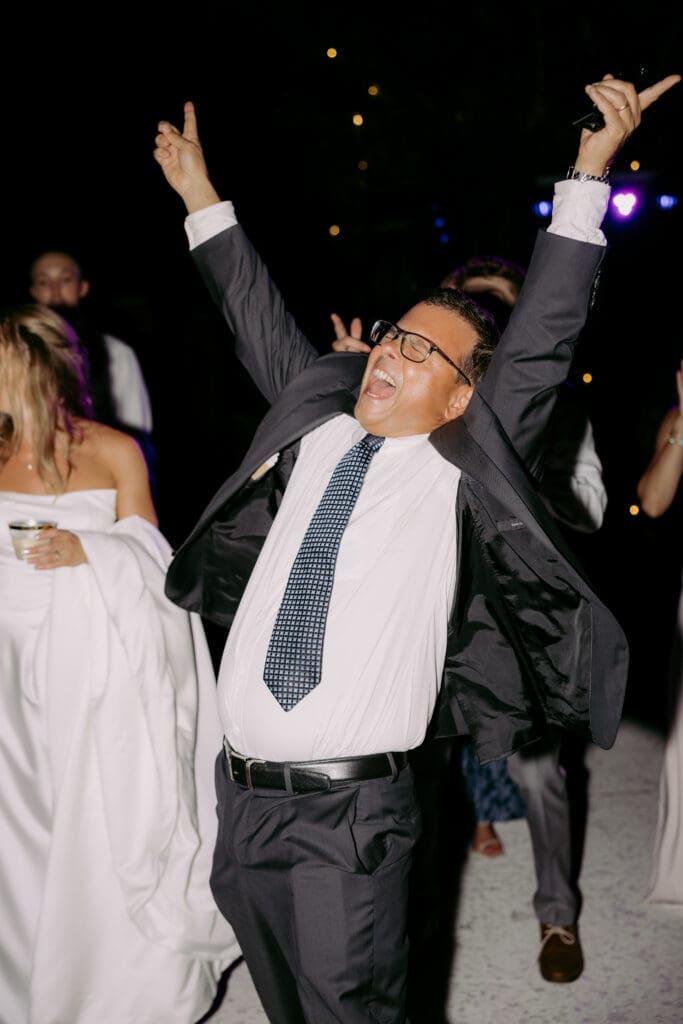 dance floor photos at reception, dad of bride having a great time