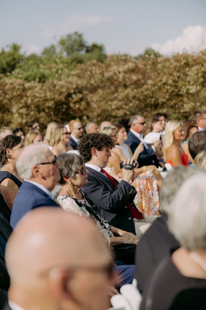 wedding guests at twin fields estate venue