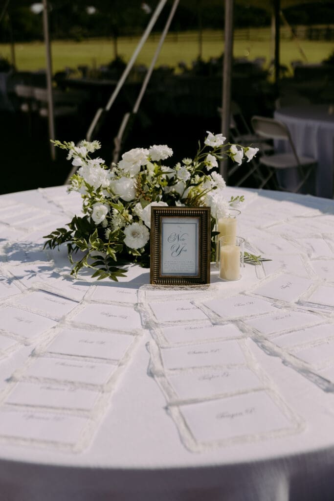 a note to you table, with letters to each guest
