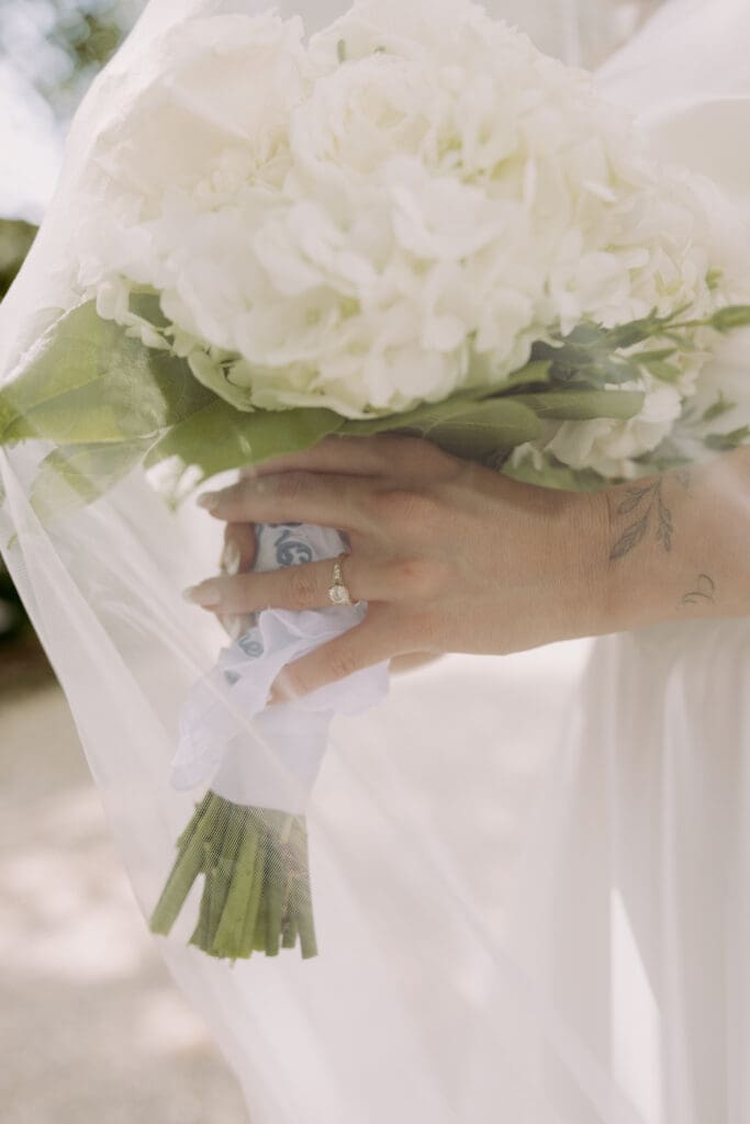 bride bouquet with embroidery