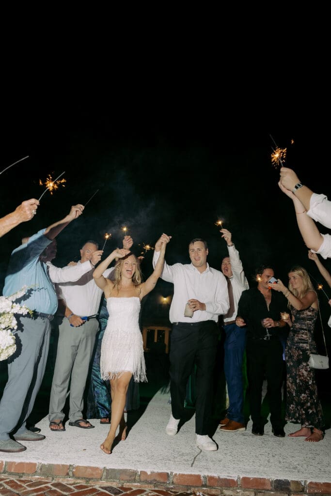 sparkler wedding exit at twin fields estate venue
